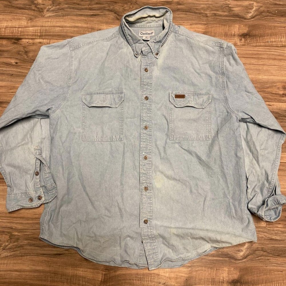 Carhartt Vintage XL  Men’s Rugged Washed Denim Cotton Button Down Shirt